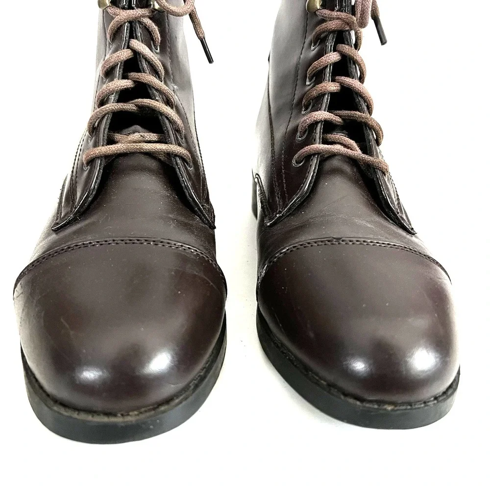 Saxon Brown Leather Laces Ankle Riding Lace up Boots Womens‎ Size 6 M